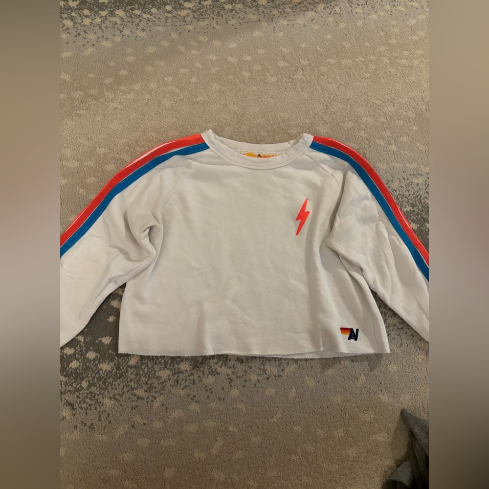 Aviator Nation Cropped Long Sleeve Crewneck